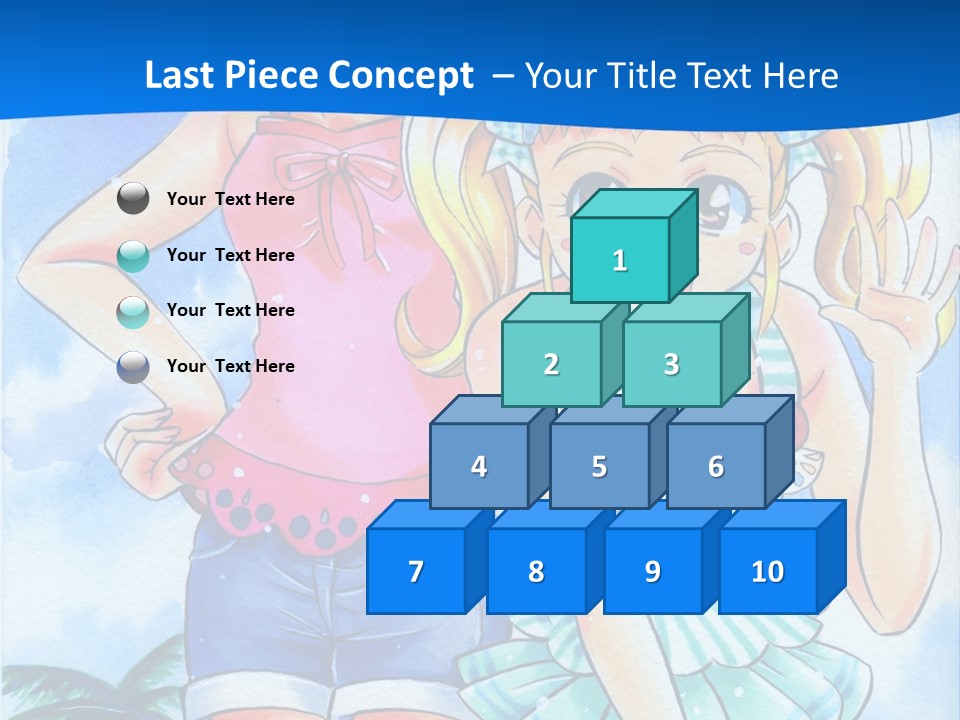 Two Young Girls Standing Next To Each Other On A Blue Background PowerPoint Template