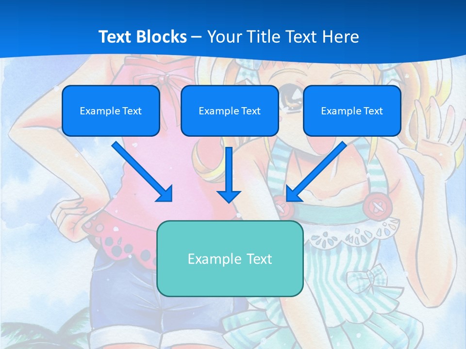 Two Young Girls Standing Next To Each Other On A Blue Background PowerPoint Template