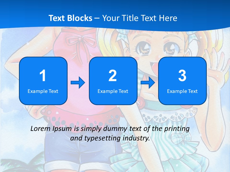 Two Young Girls Standing Next To Each Other On A Blue Background PowerPoint Template