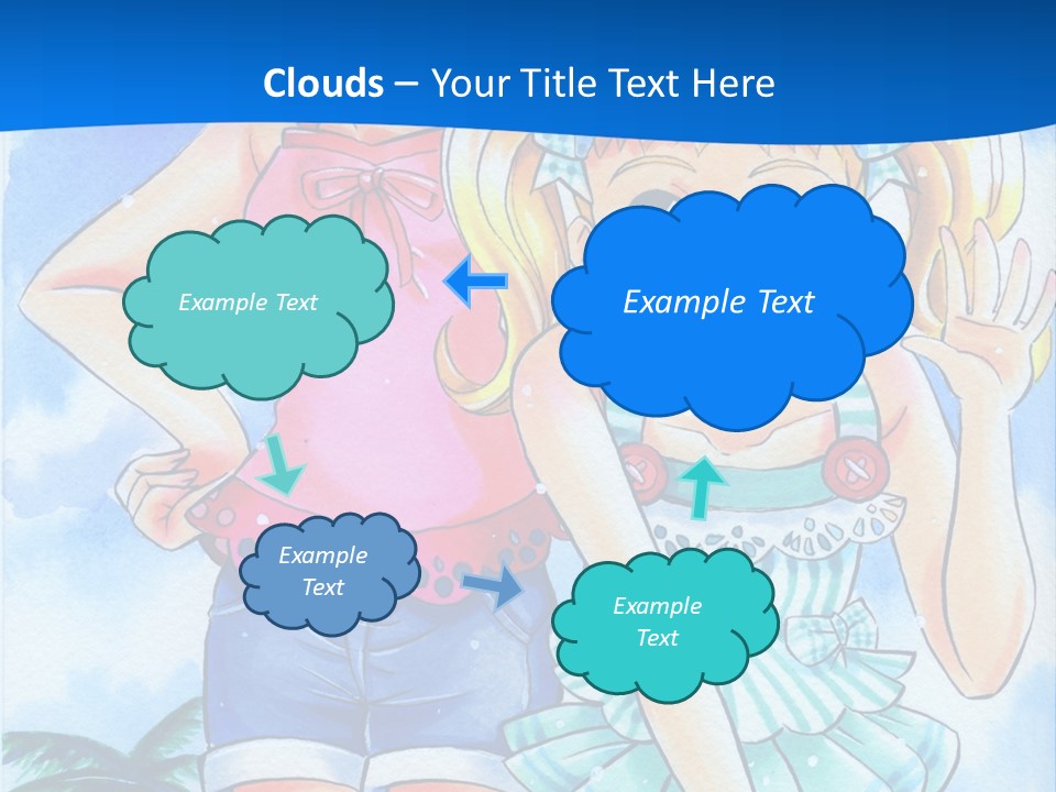 Two Young Girls Standing Next To Each Other On A Blue Background PowerPoint Template