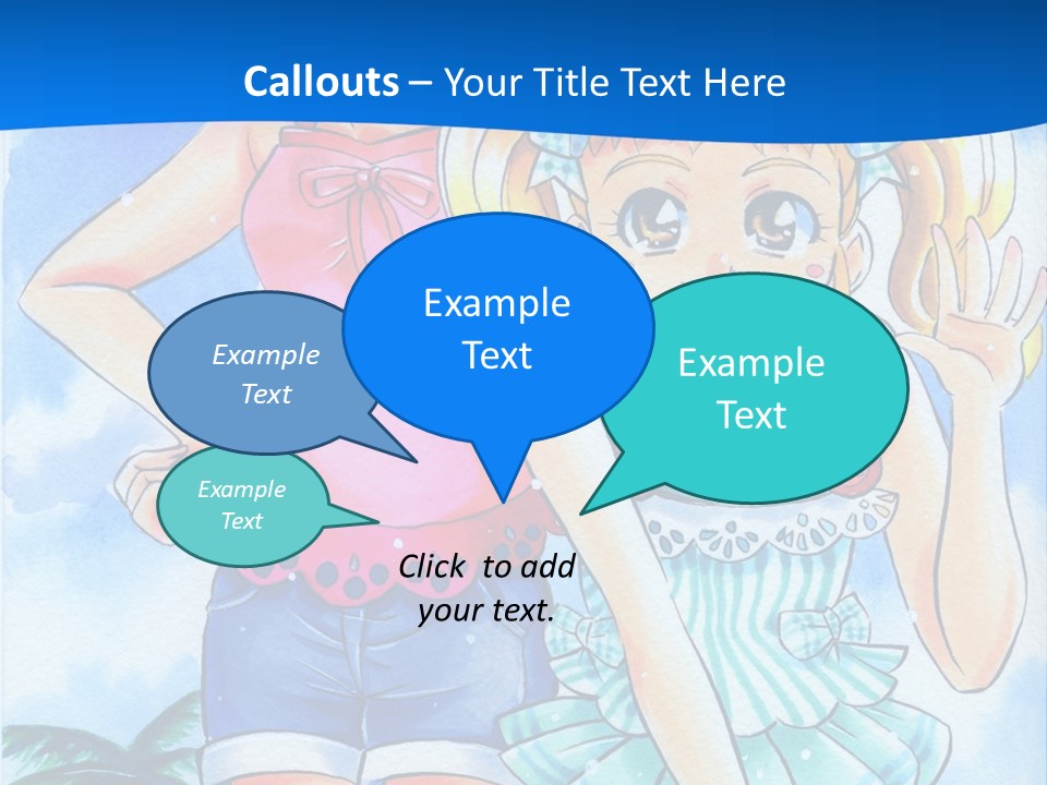 Two Young Girls Standing Next To Each Other On A Blue Background PowerPoint Template