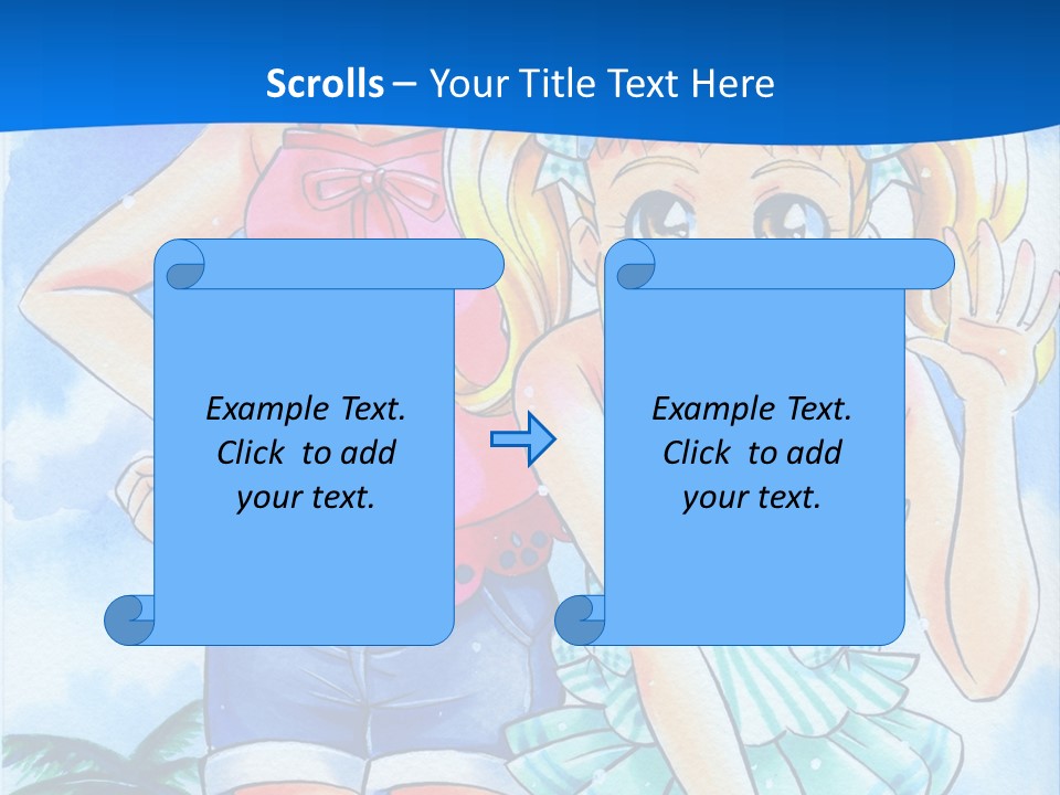 Two Young Girls Standing Next To Each Other On A Blue Background PowerPoint Template