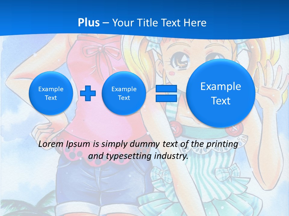 Two Young Girls Standing Next To Each Other On A Blue Background PowerPoint Template