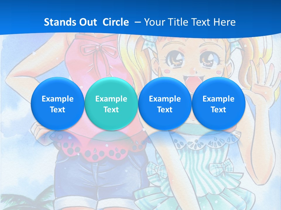 Two Young Girls Standing Next To Each Other On A Blue Background PowerPoint Template