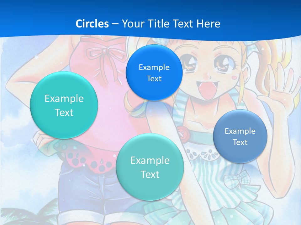 Two Young Girls Standing Next To Each Other On A Blue Background PowerPoint Template