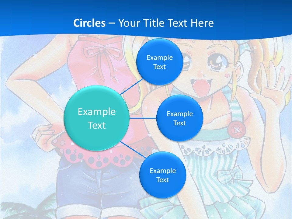 Two Young Girls Standing Next To Each Other On A Blue Background PowerPoint Template