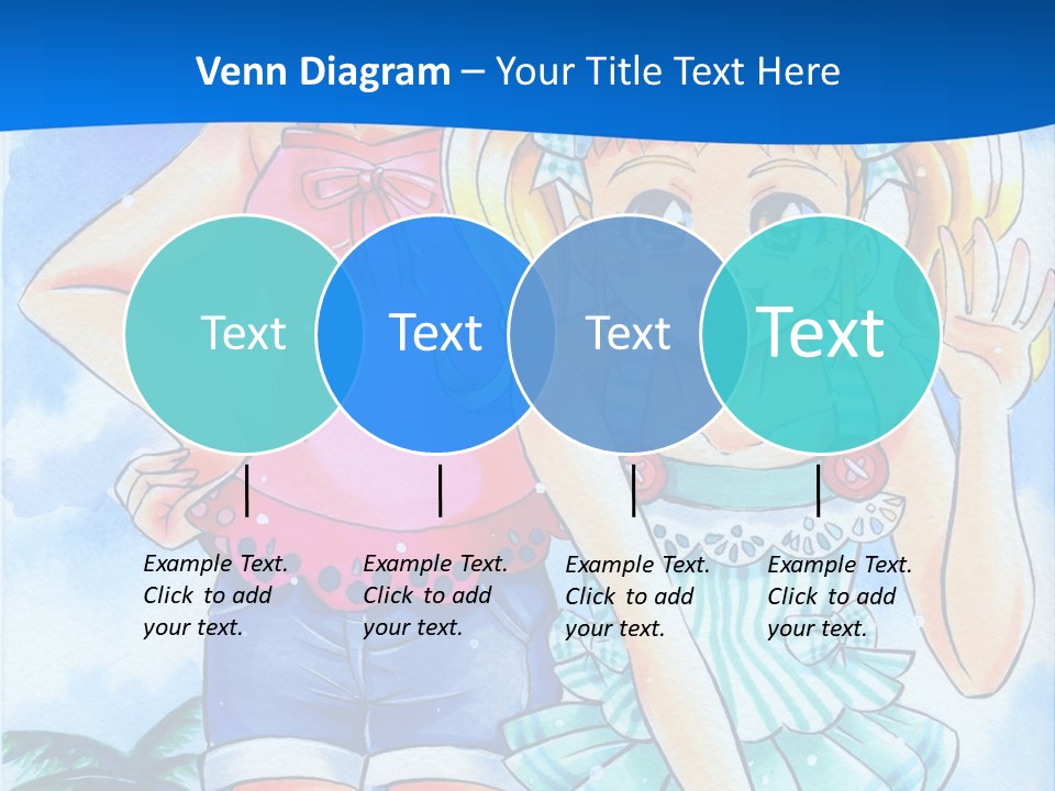 Two Young Girls Standing Next To Each Other On A Blue Background PowerPoint Template