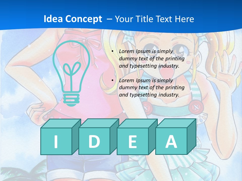 Two Young Girls Standing Next To Each Other On A Blue Background PowerPoint Template