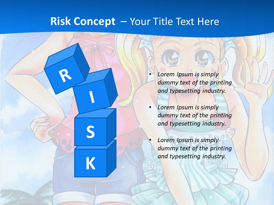 Two Young Girls Standing Next To Each Other On A Blue Background PowerPoint Template