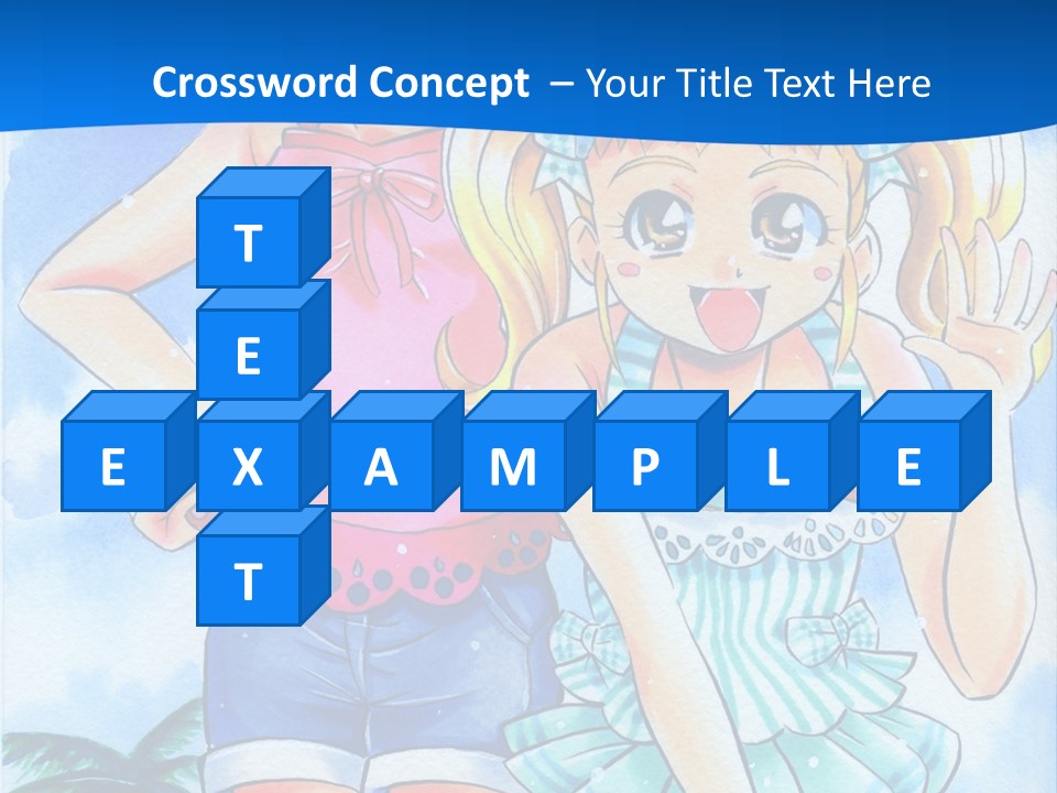 Two Young Girls Standing Next To Each Other On A Blue Background PowerPoint Template