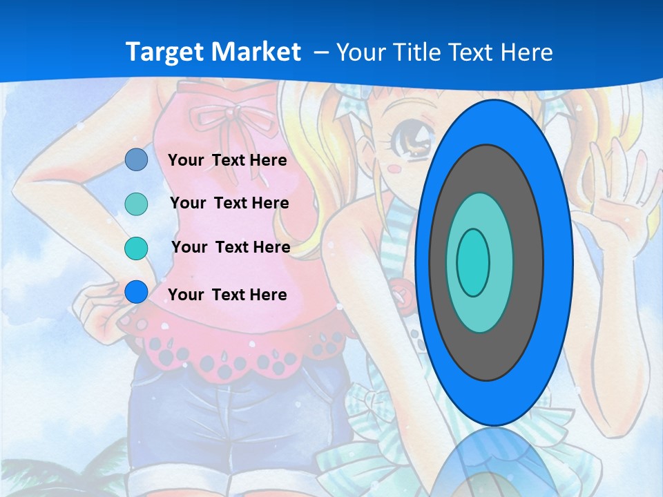 Two Young Girls Standing Next To Each Other On A Blue Background PowerPoint Template