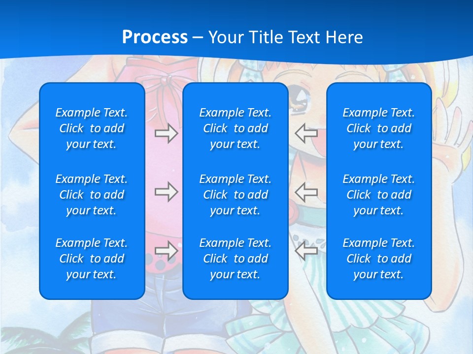 Two Young Girls Standing Next To Each Other On A Blue Background PowerPoint Template