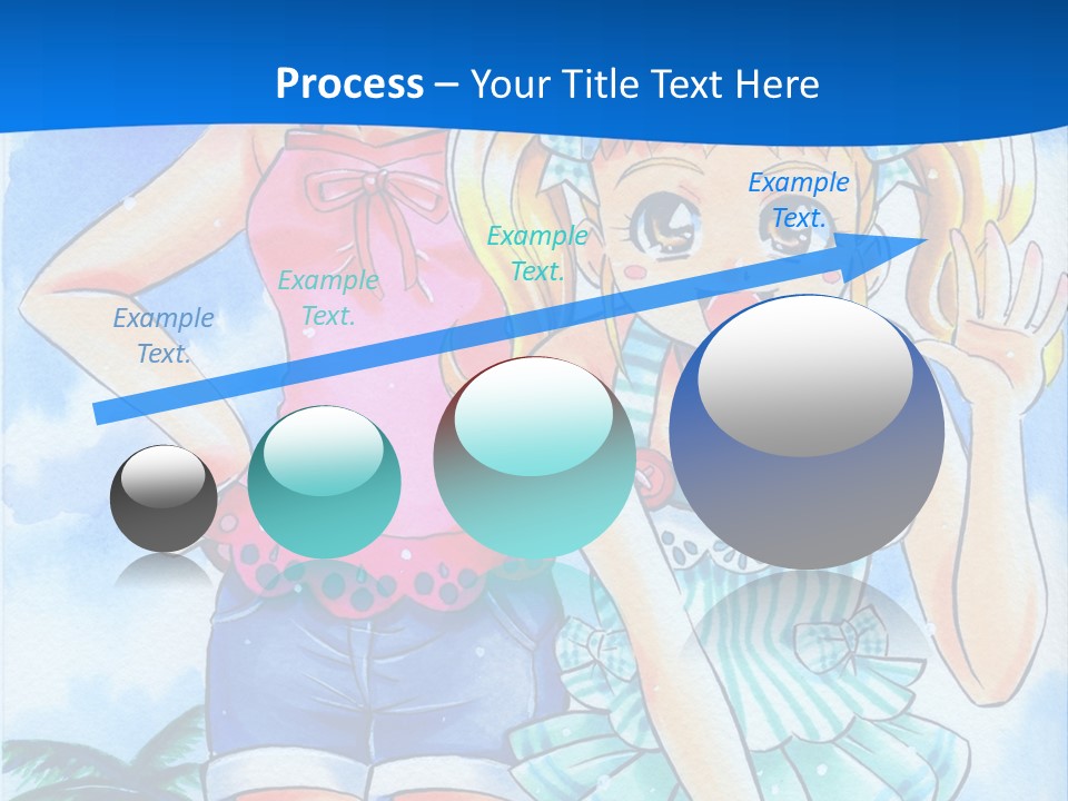 Two Young Girls Standing Next To Each Other On A Blue Background PowerPoint Template