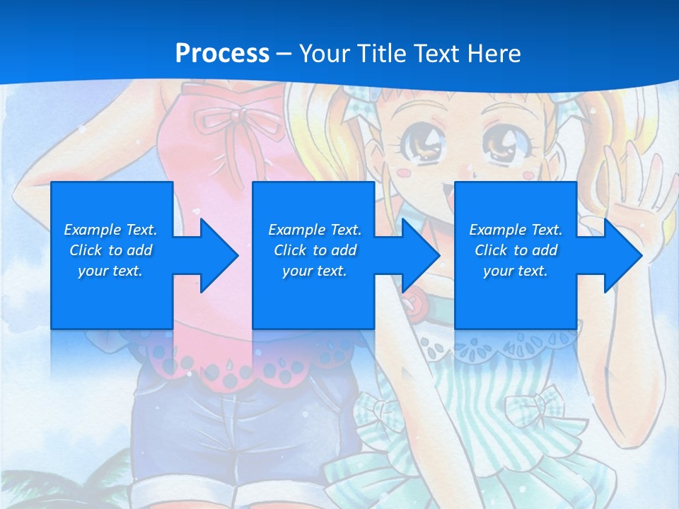 Two Young Girls Standing Next To Each Other On A Blue Background PowerPoint Template