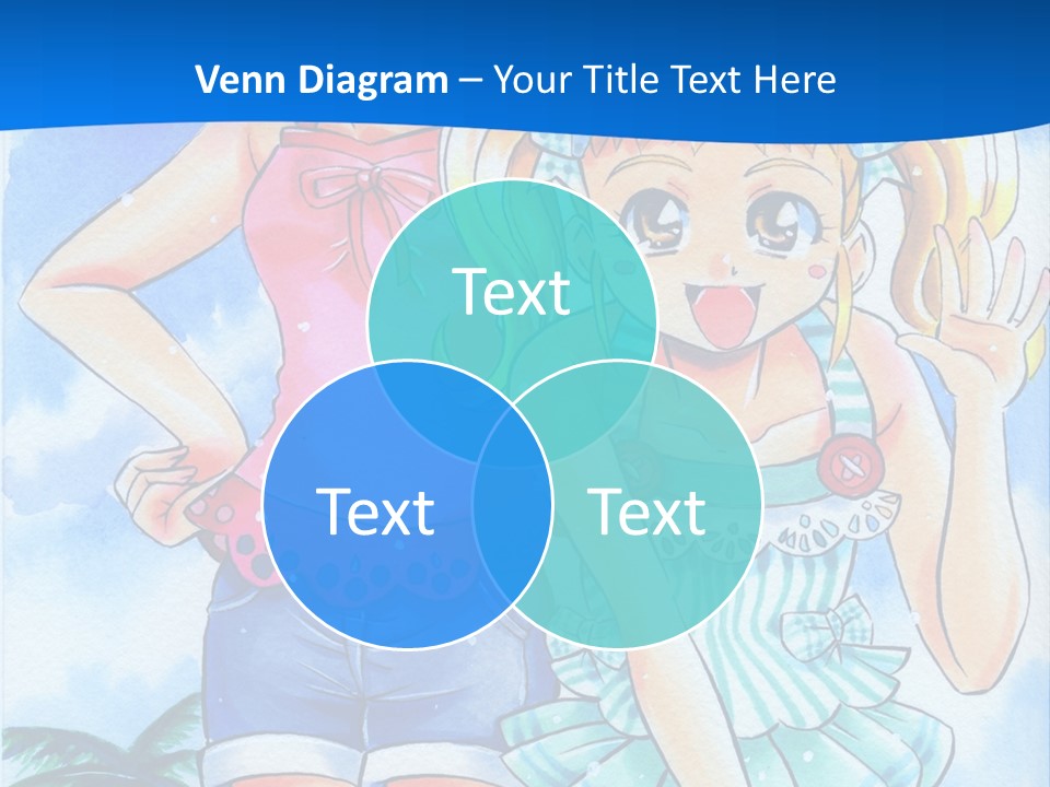 Two Young Girls Standing Next To Each Other On A Blue Background PowerPoint Template