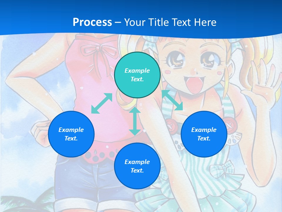 Two Young Girls Standing Next To Each Other On A Blue Background PowerPoint Template