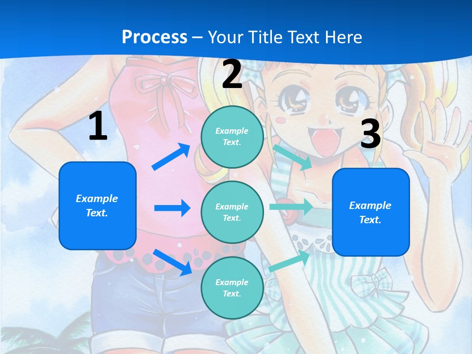 Two Young Girls Standing Next To Each Other On A Blue Background PowerPoint Template