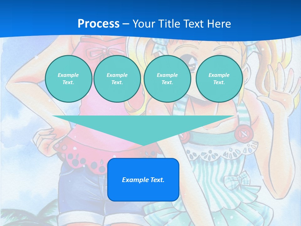 Two Young Girls Standing Next To Each Other On A Blue Background PowerPoint Template