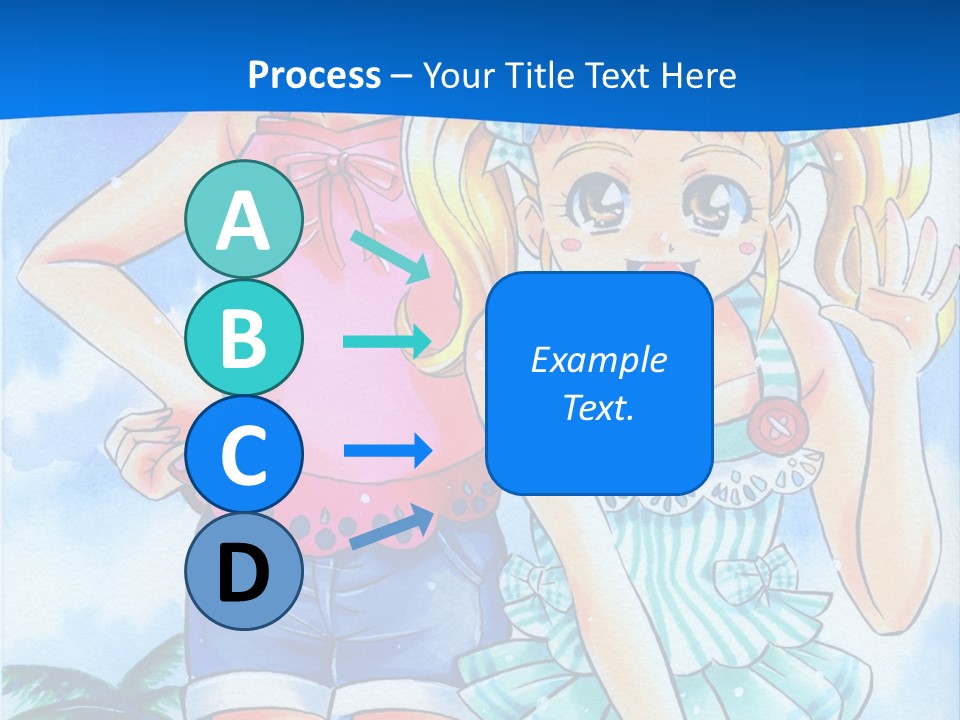 Two Young Girls Standing Next To Each Other On A Blue Background PowerPoint Template