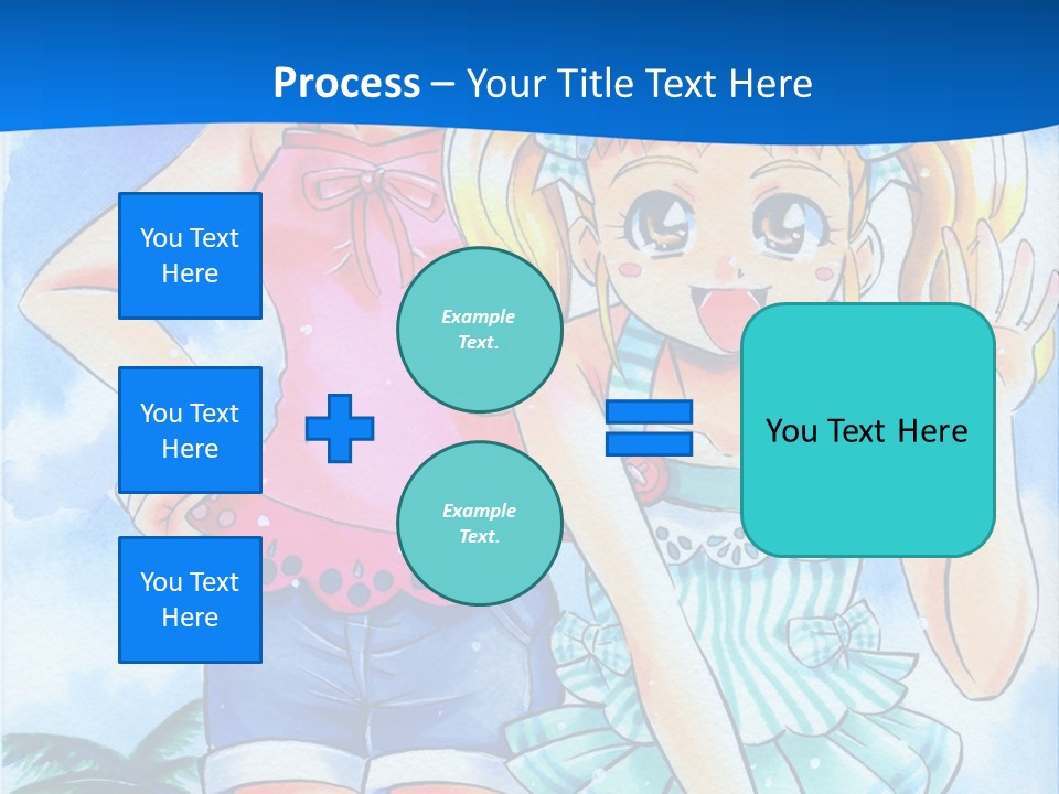 Two Young Girls Standing Next To Each Other On A Blue Background PowerPoint Template