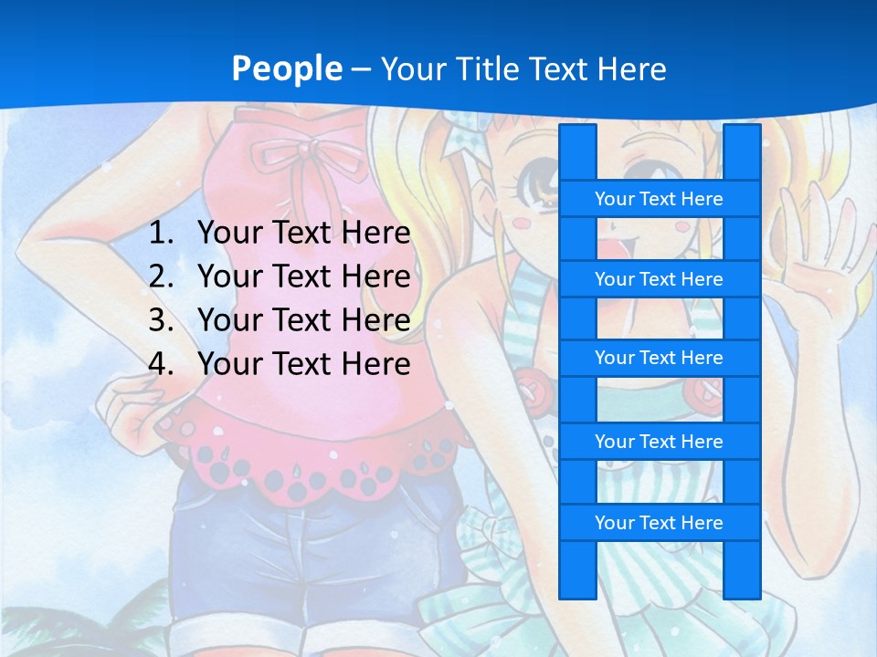 Two Young Girls Standing Next To Each Other On A Blue Background PowerPoint Template