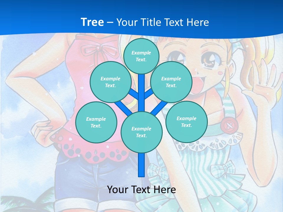 Two Young Girls Standing Next To Each Other On A Blue Background PowerPoint Template