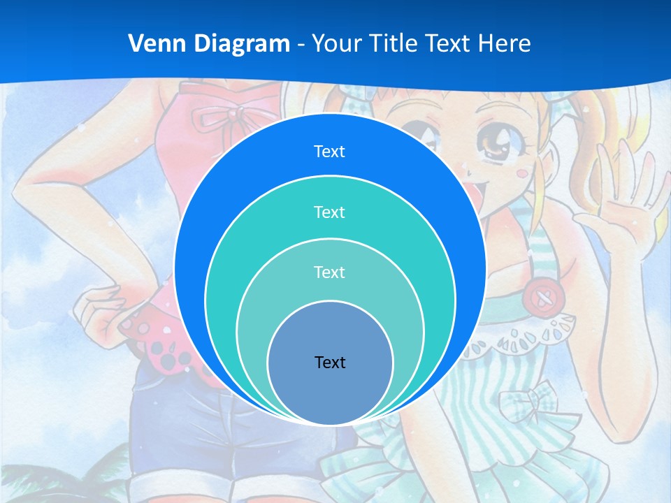 Two Young Girls Standing Next To Each Other On A Blue Background PowerPoint Template