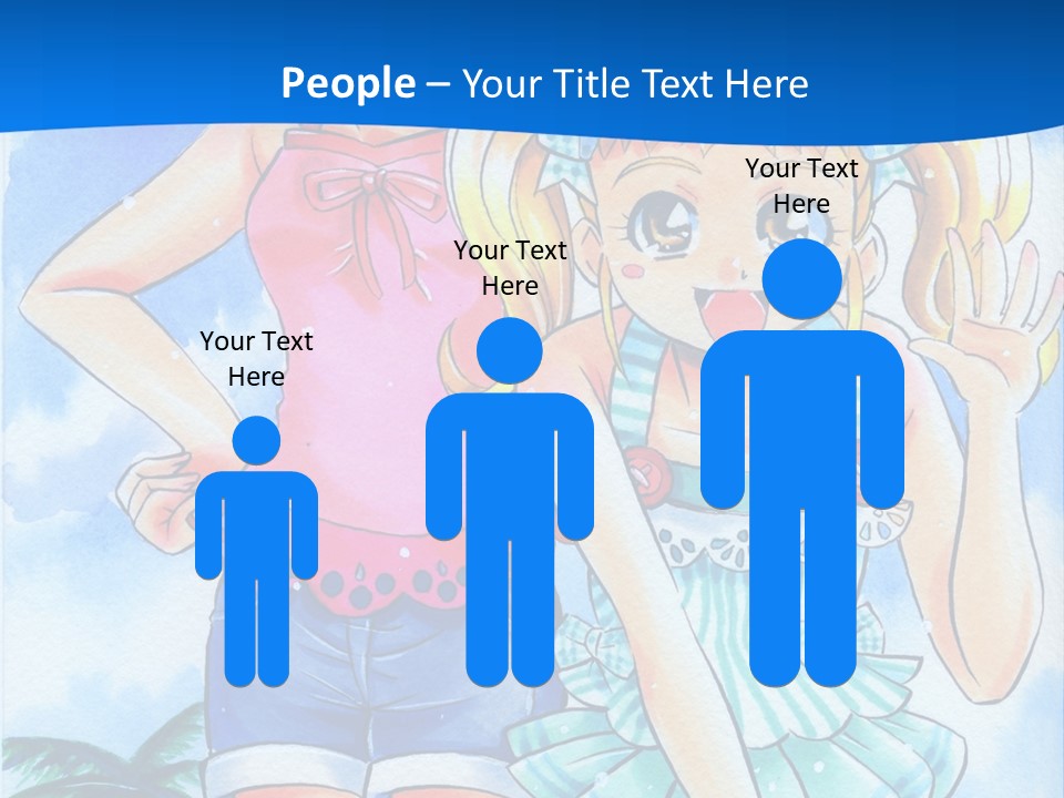 Two Young Girls Standing Next To Each Other On A Blue Background PowerPoint Template