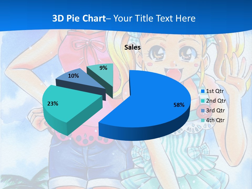 Two Young Girls Standing Next To Each Other On A Blue Background PowerPoint Template