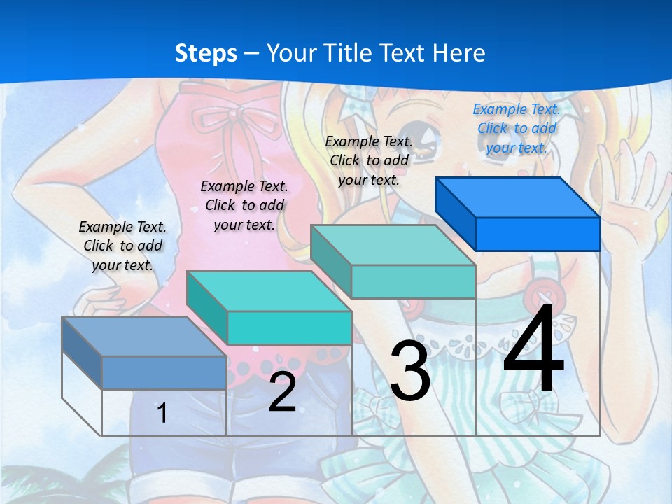 Two Young Girls Standing Next To Each Other On A Blue Background PowerPoint Template