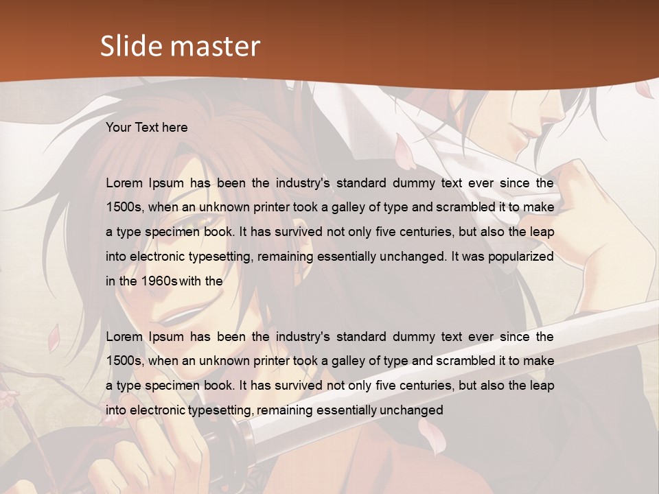 A Couple Of Anime Characters With Swords In Their Hands PowerPoint Template