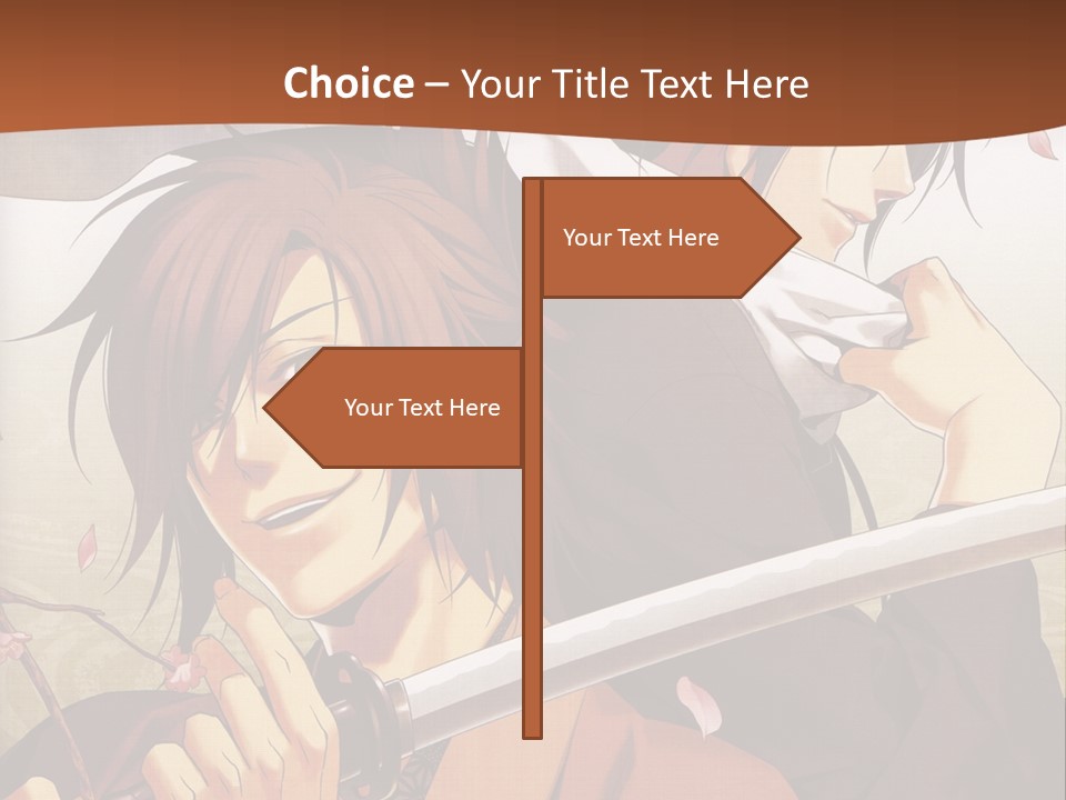 A Couple Of Anime Characters With Swords In Their Hands PowerPoint Template