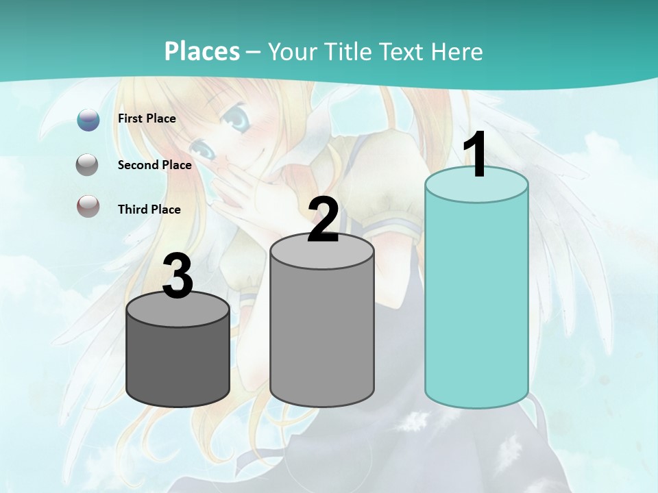 A Girl In A Blue Dress With Angel Wings PowerPoint Template