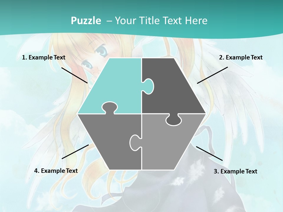 A Girl In A Blue Dress With Angel Wings PowerPoint Template