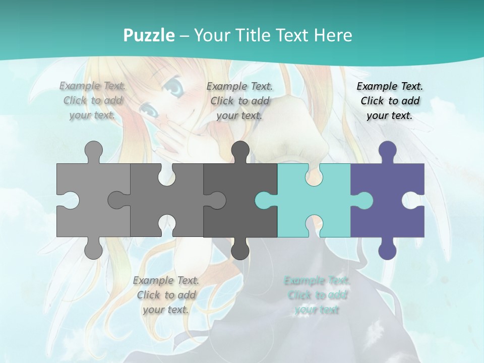 A Girl In A Blue Dress With Angel Wings PowerPoint Template