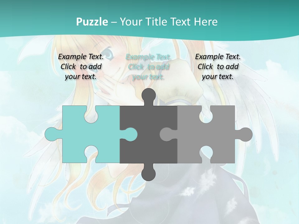 A Girl In A Blue Dress With Angel Wings PowerPoint Template