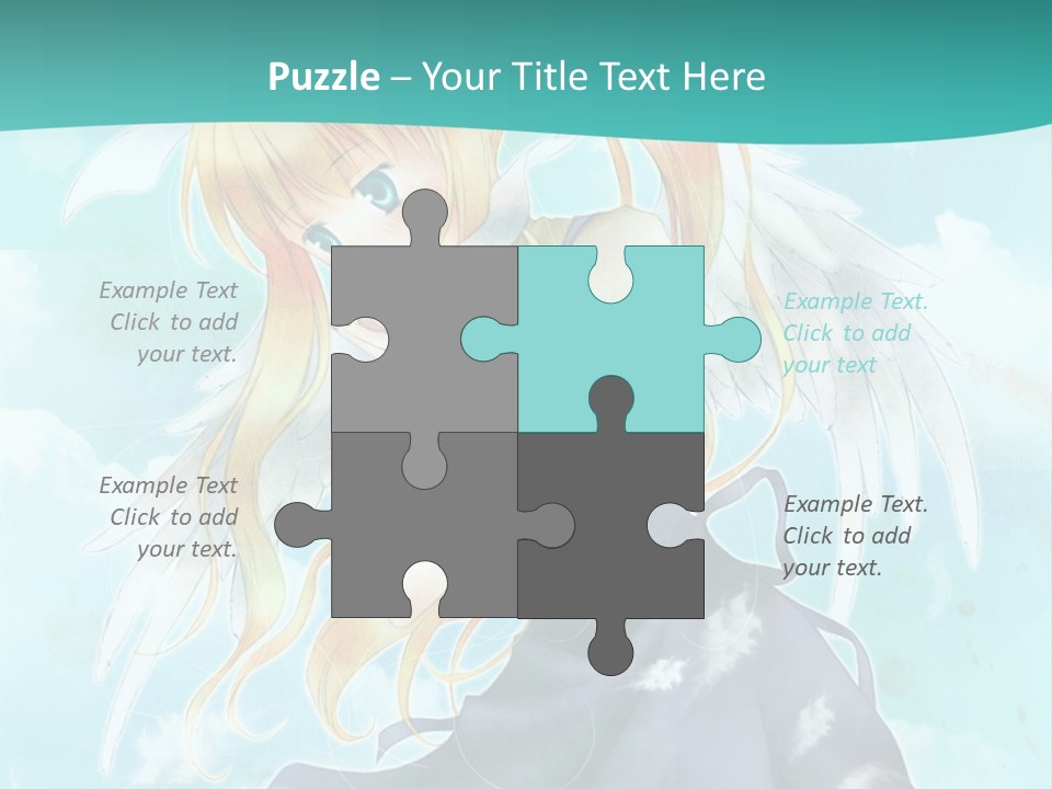 A Girl In A Blue Dress With Angel Wings PowerPoint Template