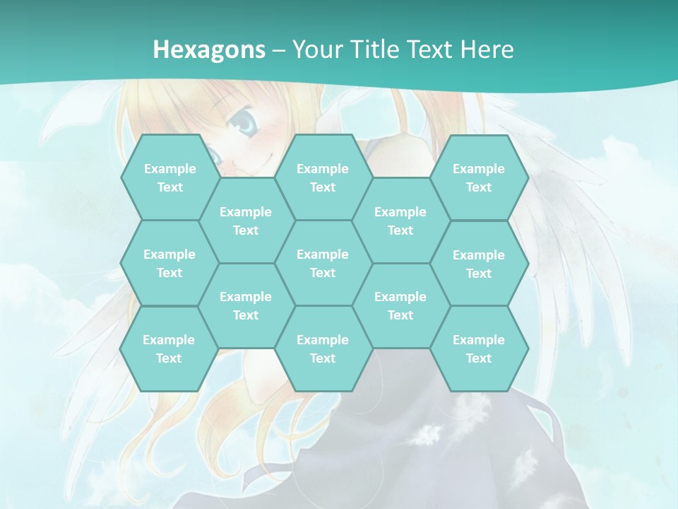 A Girl In A Blue Dress With Angel Wings PowerPoint Template