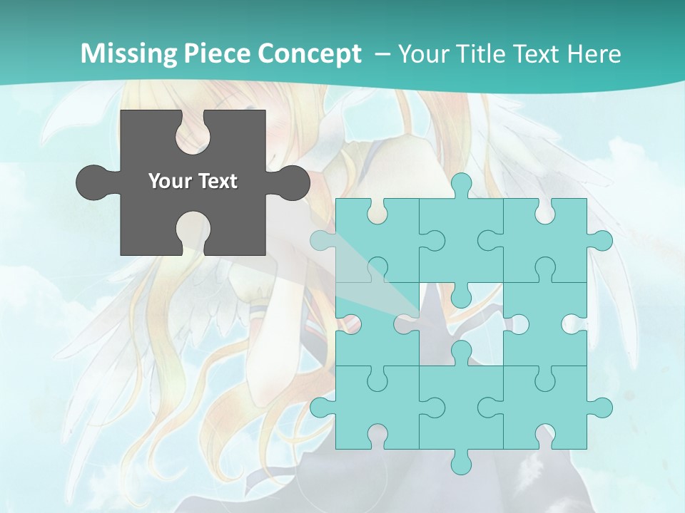 A Girl In A Blue Dress With Angel Wings PowerPoint Template