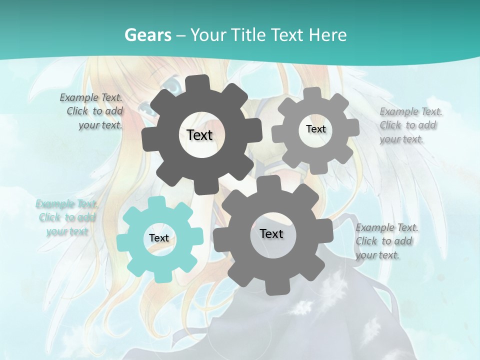 A Girl In A Blue Dress With Angel Wings PowerPoint Template