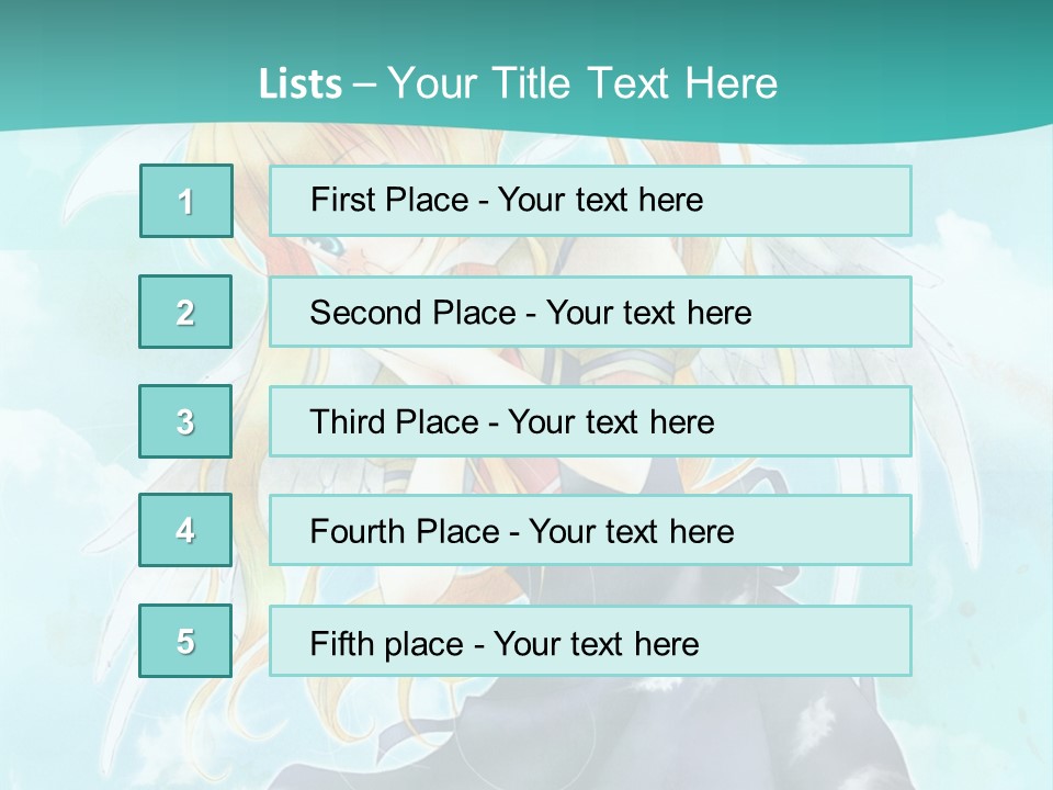 A Girl In A Blue Dress With Angel Wings PowerPoint Template