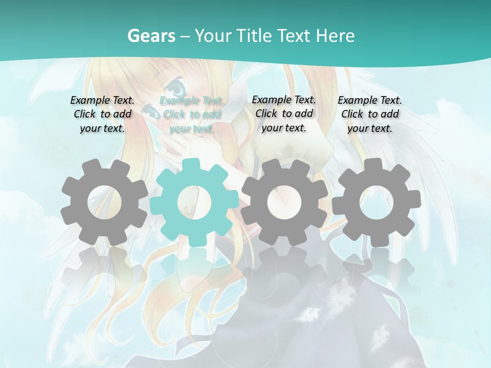 A Girl In A Blue Dress With Angel Wings PowerPoint Template