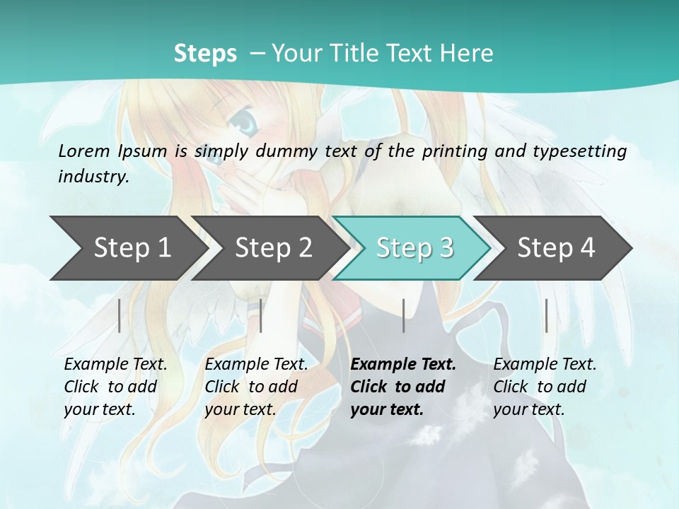 A Girl In A Blue Dress With Angel Wings PowerPoint Template