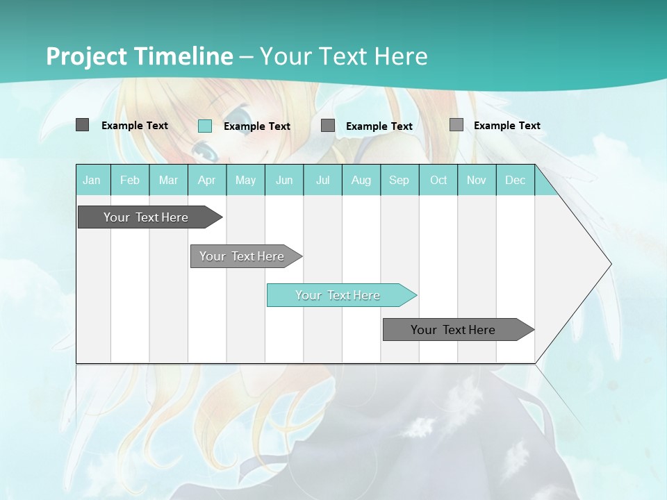 A Girl In A Blue Dress With Angel Wings PowerPoint Template