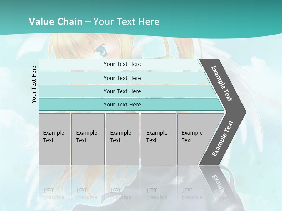 A Girl In A Blue Dress With Angel Wings PowerPoint Template