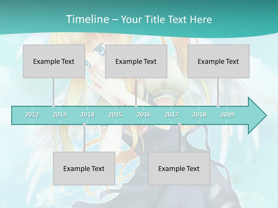 A Girl In A Blue Dress With Angel Wings PowerPoint Template