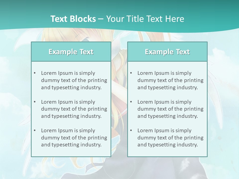 A Girl In A Blue Dress With Angel Wings PowerPoint Template