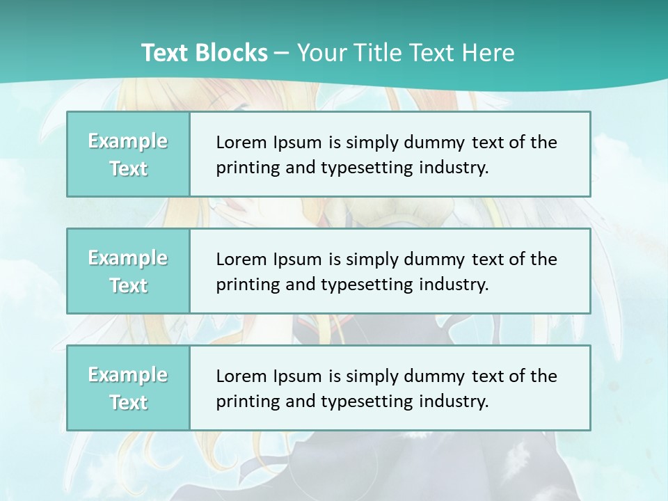 A Girl In A Blue Dress With Angel Wings PowerPoint Template