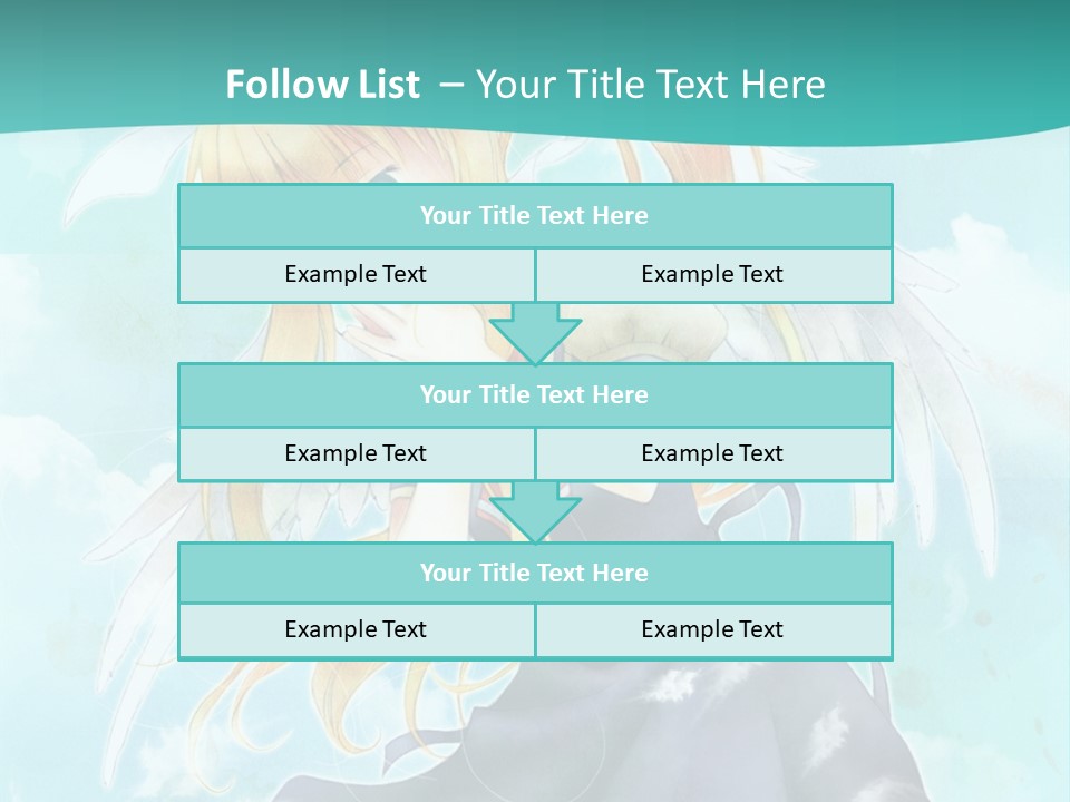 A Girl In A Blue Dress With Angel Wings PowerPoint Template