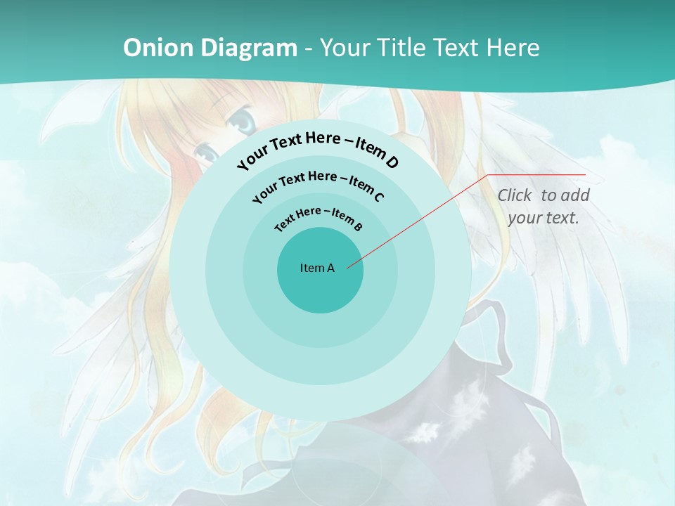 A Girl In A Blue Dress With Angel Wings PowerPoint Template